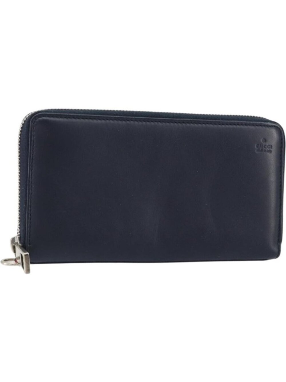 GUCCI Sherry Line Long Wallet Leather Navy Silver 344096